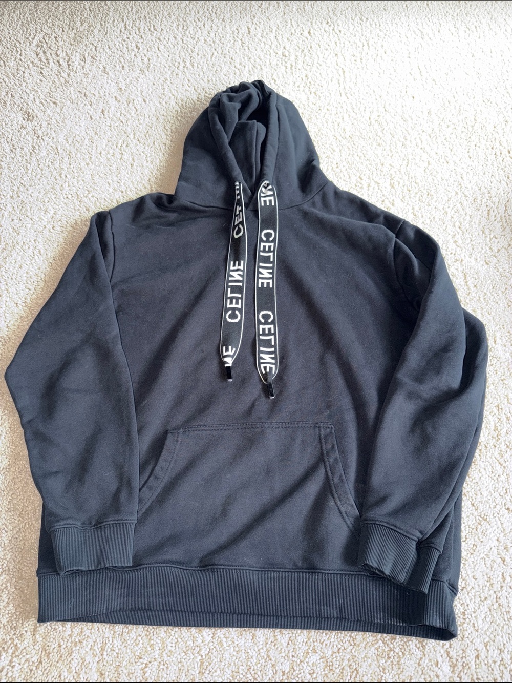 Celine Black Men's Logo Drawcord Hoodie